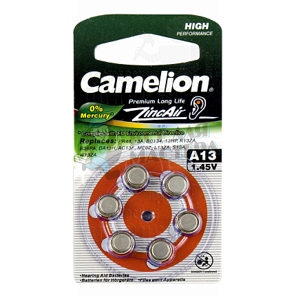 Батарейка Camelion ZA13 BL6 (6/60/600/3000)