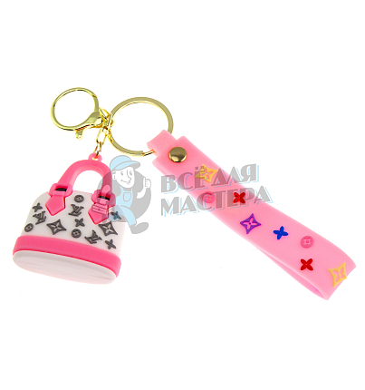 Брелок для ключей сумка "Луи Витон" + карабин и ремешок, цв.белый