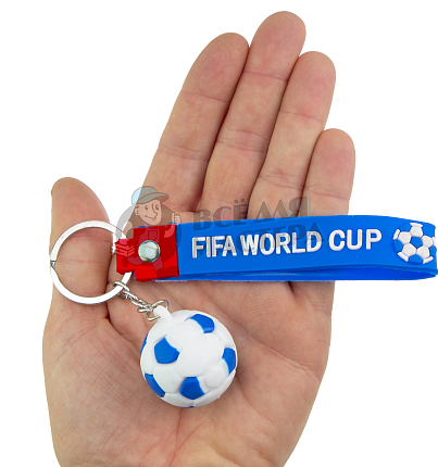 Брелок для ключей "Футбольный мяч" + ремешок, цв.синий