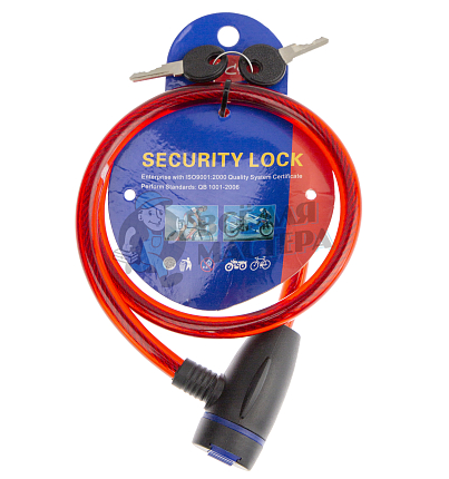 Замок для велосипеда 65см, толстый, "LOCK", цв.красный