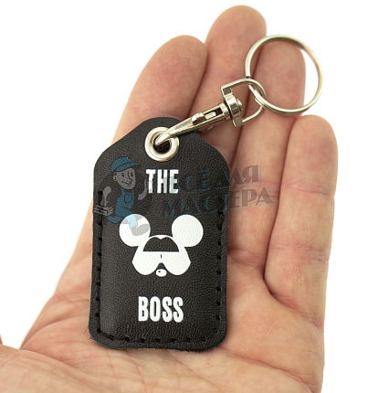 Чехол брелок «THE BOSS» с карабином, цв.черный 