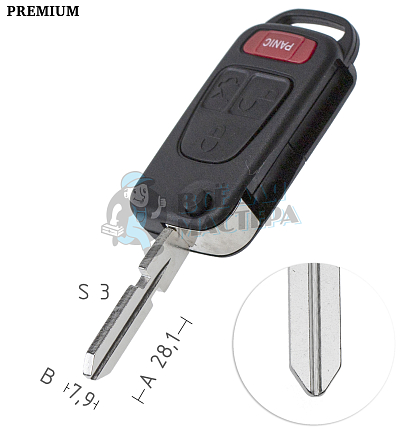 Корпус выкидного ключа ME-2 HU39 HF39 3 кнопки + паника КНР  MERCEDES