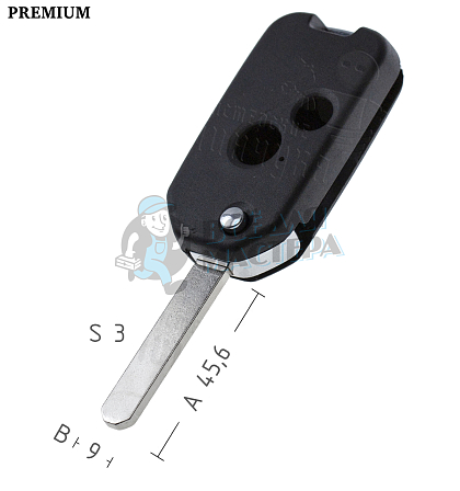 Корпус выкидного ключа HOND-31 HON66 HD58 2 кнопки  КНР   HONDA - Чертеж