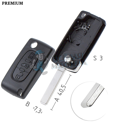 Корпус выкидных ключей VA49   VA6   VC75 три кнопки  КНР