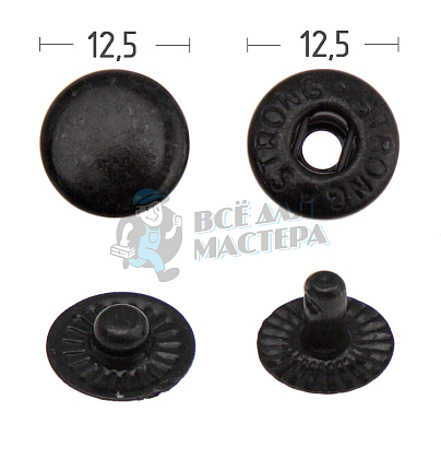 Кнопка для одежды 12,5мм "Альфа" латунь цв. оксид.