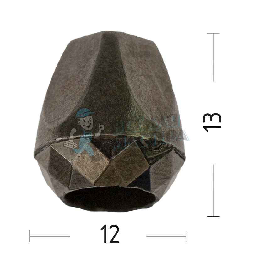 Наконечник для шнура, шнур (4,0мм), колокольчик (8422), цв.т/хром