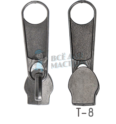 Бегунок для спиральной молнии, тип 8, сумочный, цв. темный никель