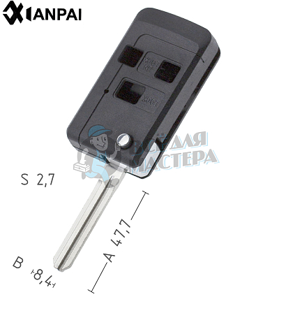 Корпус выкидного ключа TOYO-15.P   TOY43P TY51P TY37RP КНР// - Чертеж