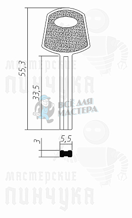 SOLEX квадр.с пазом(33×5.5x3mm) КНР