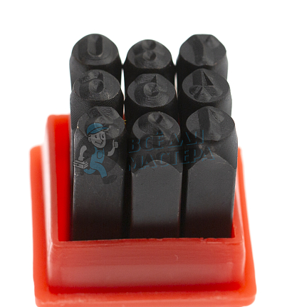 Штампы для тиснения по коже (цифры-9шт, 4мм)