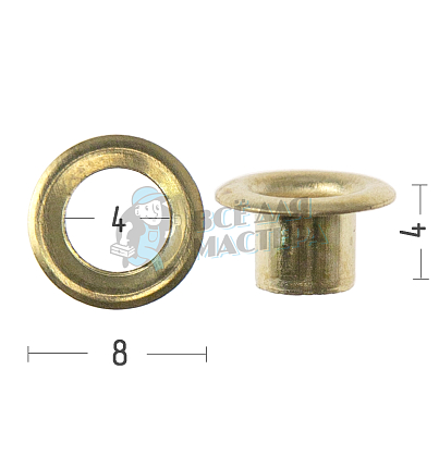 Люверсы №2, 4мм, сталь, цв. золото