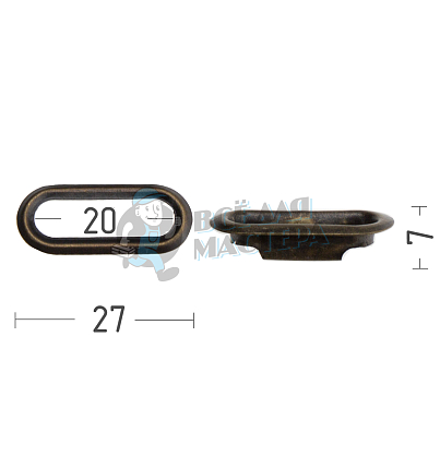 Люверсы овал 20мм сталь цв антик