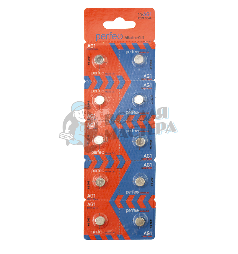 Батарейка Perfeo AG1 LR621 BL10 Alkaline Cell (10/200/400) 