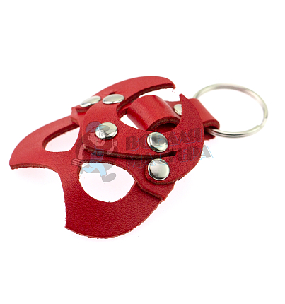 Брелок кожаный Чертик, цв.красный