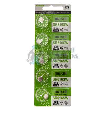 Батарейка MAXELL 321 SR616SW BL5 GREEN (CN) 1.55V (5/100/500)