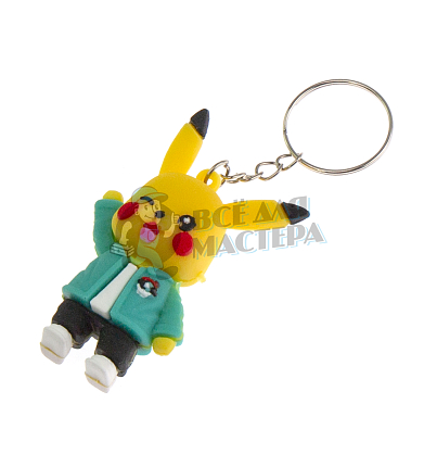 Брелок для ключей "Пикачу " зеленый пиджак