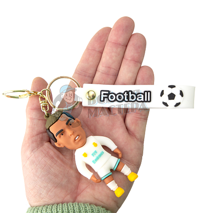 Брелок для ключей "Football", Роналду цв.белый+ карабин