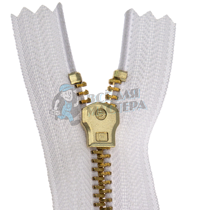 Молния металлическая джинсовая тип 5 18см н/р цв 101 зв латунь