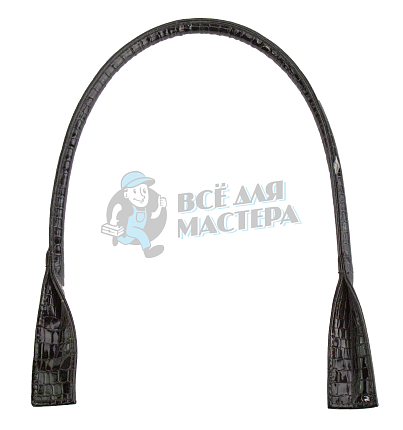 Ручка сумочная длинная с широким креплением 68см Китай Черный лак крокодил