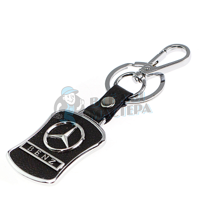 Авто карабин с кольцом для ключей MERCEDES-BENZ Экокожа (рифленая)