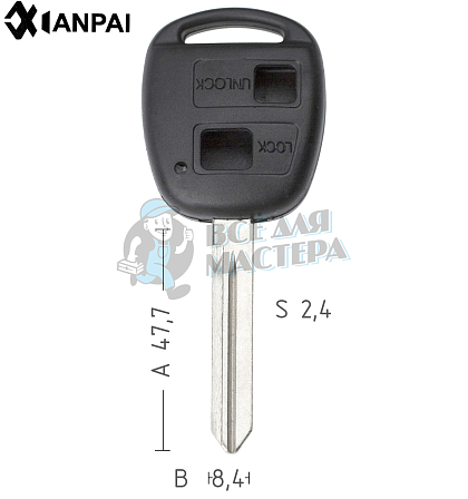 Корпус ключа TOYO-19.P TOY47BP TY45P 2 кнопки КНР  TOYOTA // - Чертеж