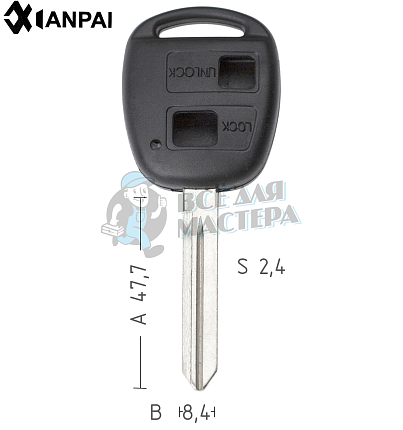 Корпус ключа TOYO-19.P TOY47BP TY45P 2 кнопки КНР  TOYOTA //