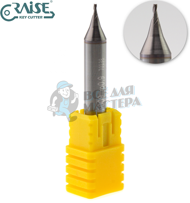 Вертик.фреза RAISE EW6009-3F ф0,9мм CARBIDE (ф0,9Х6Х40)								
