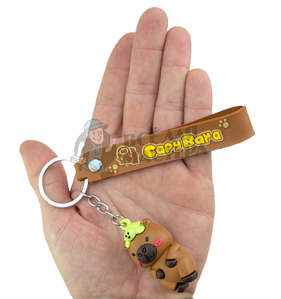 Брелок для ключей "Капибара с черепашкой" с ремешком