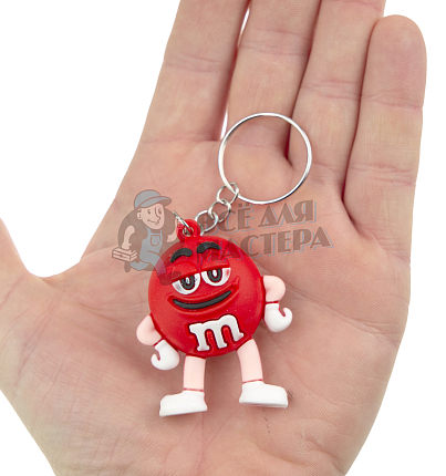 Брелок для ключей "M&M" цв.красный с кольцом