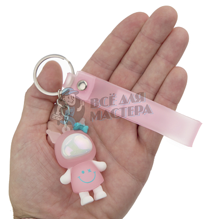 Брелок для ключей светящийся "КУРОМИ" цв. розовый + ремешок