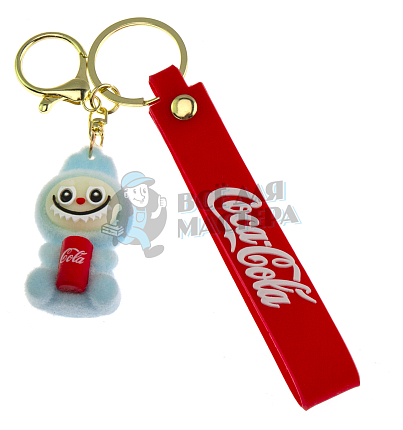 Брелок для ключей "LABUBU" с колой, + карабин, цв. голубой 