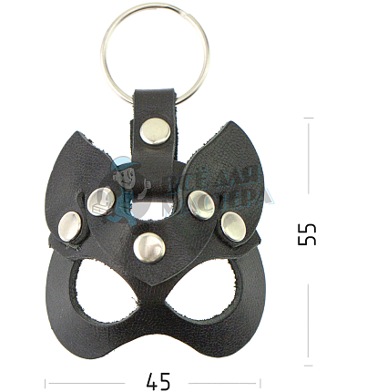Брелок кожаный Кошечка с острыми ушками, цв.черный