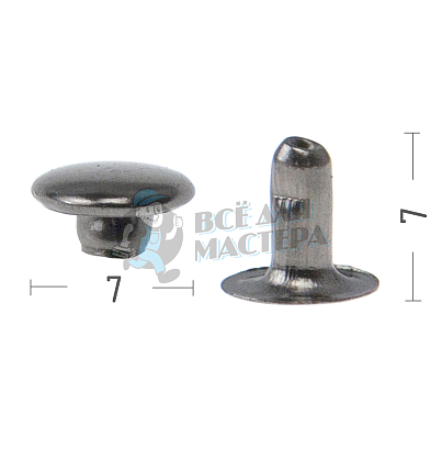 Хольнитены №33. 7х7мм, односторонний, сталь, цв. темный никель