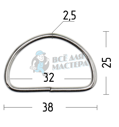 Полукольцо 30мм (толщ. 2,6мм) цв. никель. 