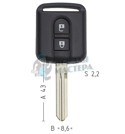 Корпус ключа DAT-15 NSN14 NS11 2 кнопки без упора КНР  NISSAN