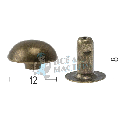 Хольнитены 12х8мм, сфера, односторонний, цв. антик