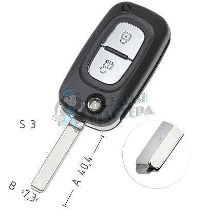 Корпус выкидного ключа VA49 VA6 VC75 2 кнопки КНР   RENAULT