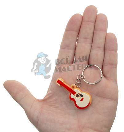 Брелок для ключей "Гитара" цв.оранжевый с кольцом