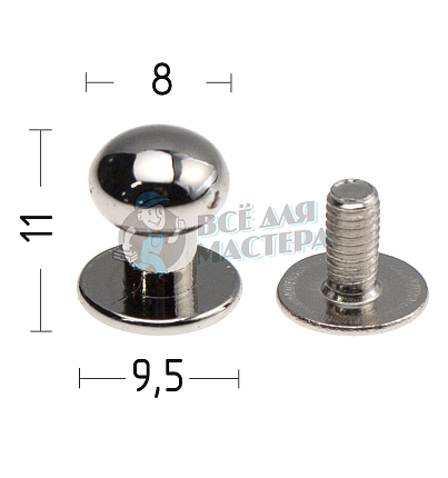 Кнопка кобурная Realtex цв.никель 8*11*9,5мм