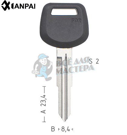 Заготовка ключа авто. пласт. TOYO9P  TY40RP79  TOY41RP  TOYOTA КНР - Чертеж