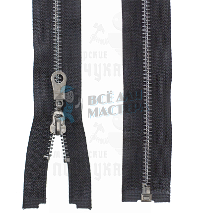 Молния металлическая, тип 5, 55см, цв. черный / оксид