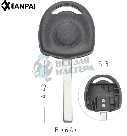 Авто с местом под чип TPX OP-11P HU100 HF66P КНР  OPEL - Чертеж