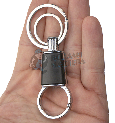 Карабин с двумя кольцами для ключей чёрный