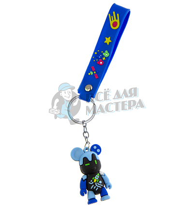 Брелок для ключей "Мишка Бербик" + ремешок, цв.синий