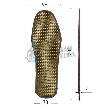 Стельки для обуви,бамбук (В94) р.47 - Чертеж