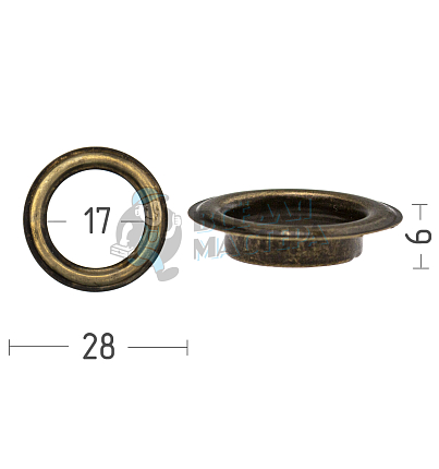 Люверсы №31, 17мм, сталь, эконом цв. антик.
