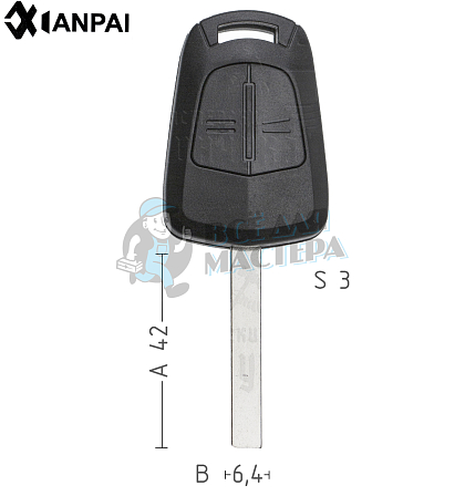 Корпус  Opel OP-11P HU100 2кн корп кл с лого без электроники  КНР - Чертеж