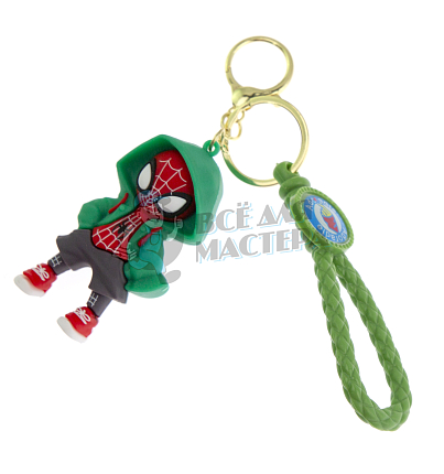 Брелок для ключей "Человек-Паук" цв.зелёный+ карабин