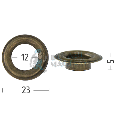 Люверсы №26, 12мм, сталь, цв. антик.